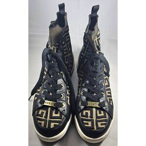 Guess Womens High-Top Sneakers Black/Gold Size 9.5